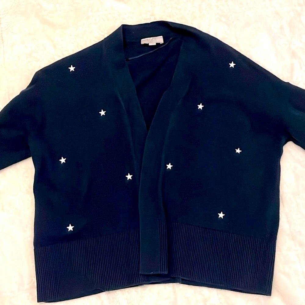 LOFT navy blue star cardigan